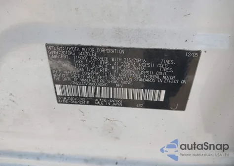 2006 Toyota Rav4 z USA, uszkodzony, nr VIN JTMZD33V066004060